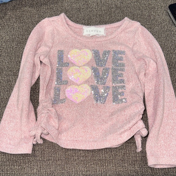 btween Other - btween Pink Glitter Love Long Sleeve Tee